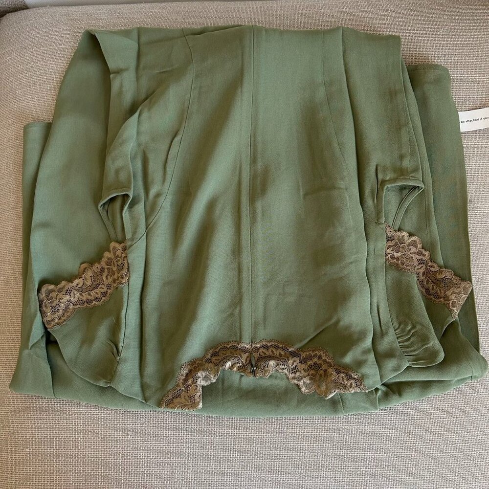 NWT Reformation Tiffie Midi Dress Sz2 Artichoke Green Gold Lace - Picture 8 of 11